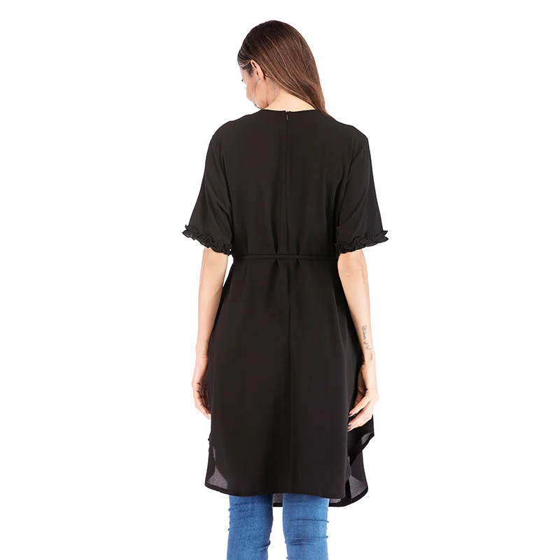 

Plus Size Women Chiffon Rivet Blouse Summer Casual Petal Sleeve Shirt