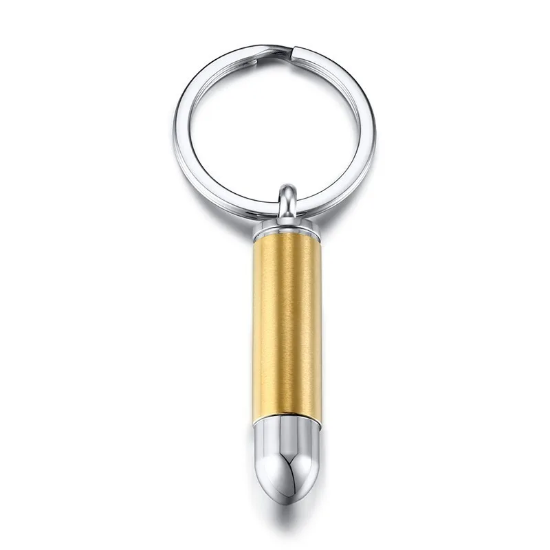10mm Bullet Keychain Stainless Steel Two Tone Special Nickel Locked Groomsman Birthday Jewelry - Цвет: 036GS