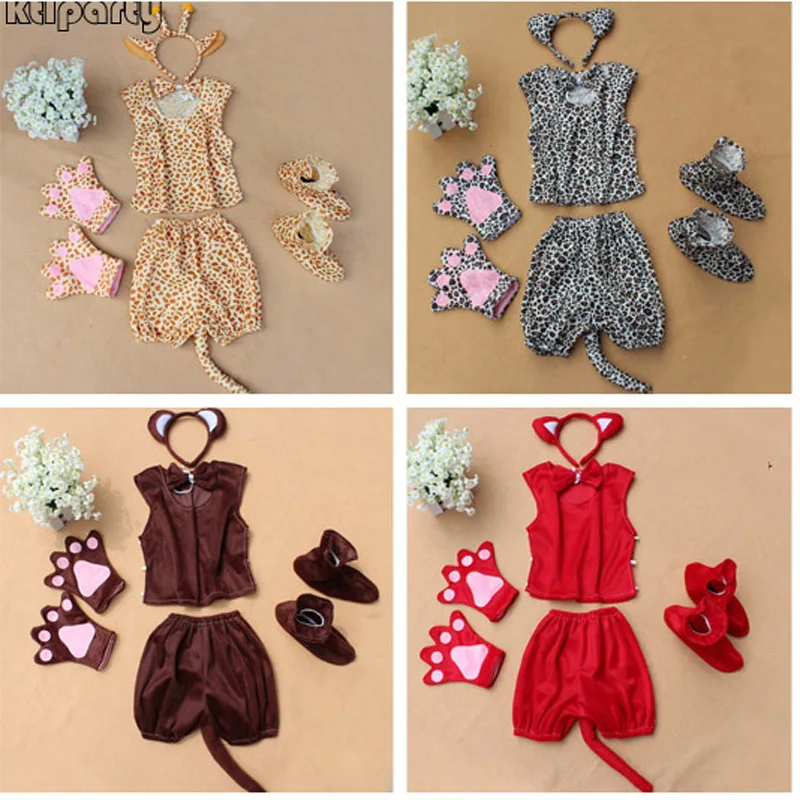 Детский костюм в виде кошки волка коровы лягушки зебры медведя собаки Льва утки