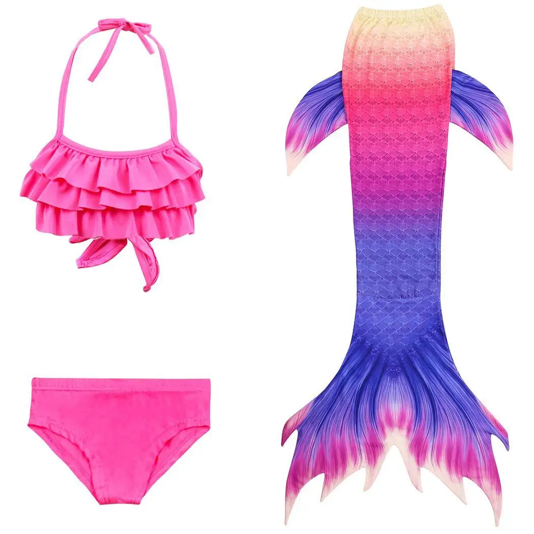 8 3Pcs/Set Bikini Set Swimming Suits Children Mermaid Tail Swimsuit Kids Girls Swimwear Bathing Suit Cosplay Costume New - Цвет: 8