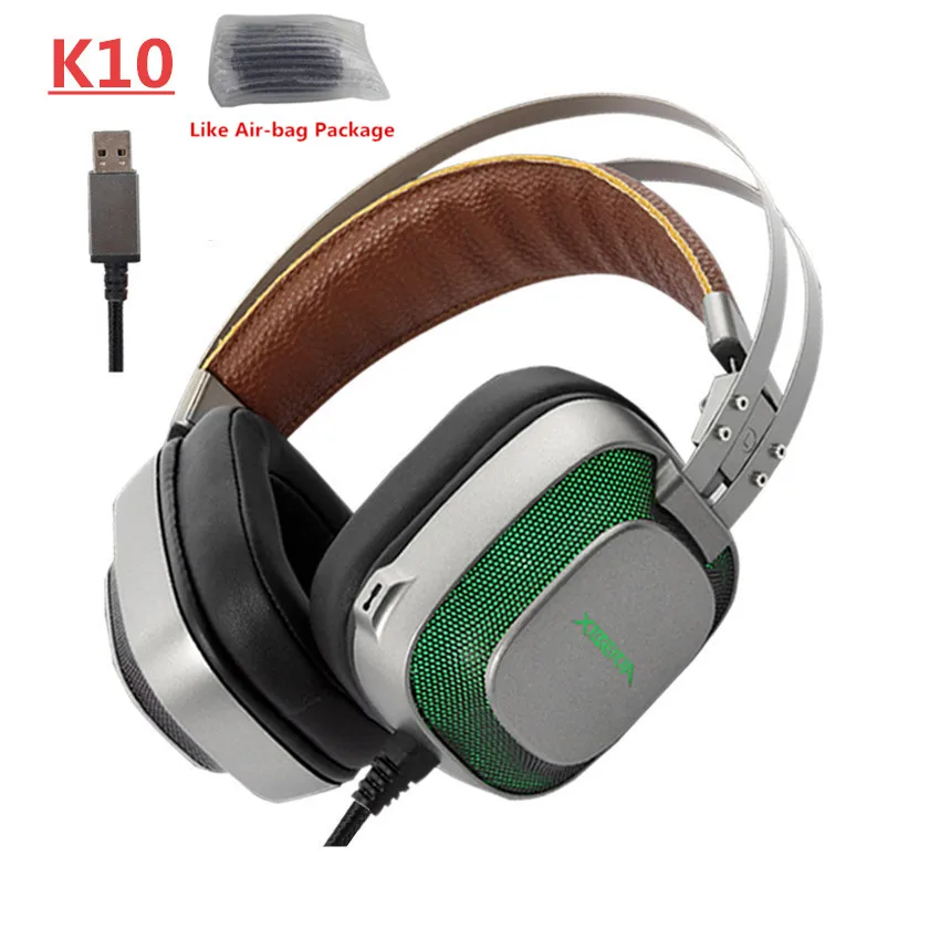 K10 Airbag Box Xiberia K3/K5/k9/K10 Накладные наушники для ПК, игровая гарнитура, USB 7,1, виртуальное объемное звучание, стерео, бас, Pro, игровые наушники с микрофоном, светодиодный - Цвет: K10 Airbag Box
