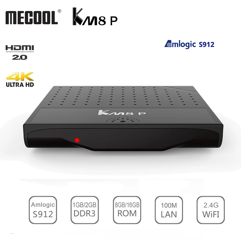 Mecool KM8 P Amlogic S912 Android 7 1 Смарт ТВ приставка ROM 1G/2G RAM 8G/16G 2 4G WiFi 4K Ультра Тонкий HD