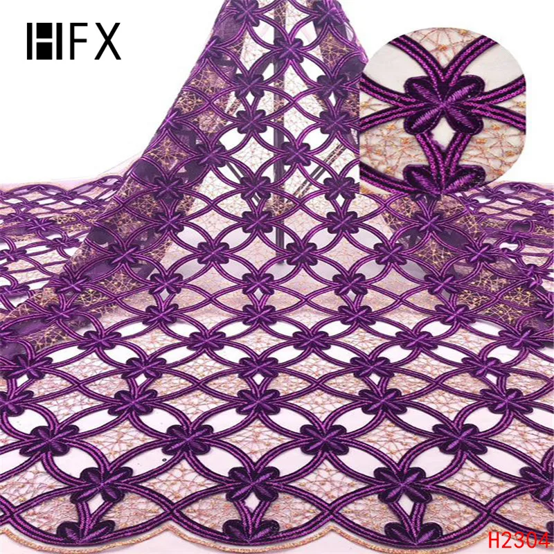 HFX Новое поступление африканская зеленая кружевная ткань Роскошная бархатная Высококачественная бархатная чистая кружевная ткань для платья H2304