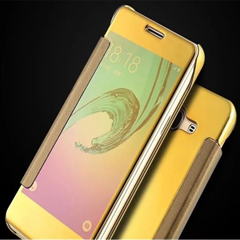 Роскошный прозрачный зеркальный флип-чехол для Samsung Galaxy J5 2016 J710F хромированный