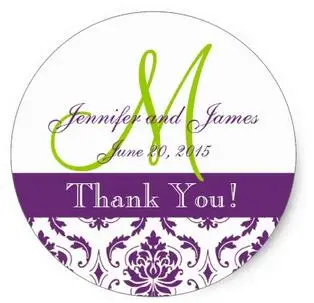 

1.5inch Purple Damask Wedding Favor Sticker