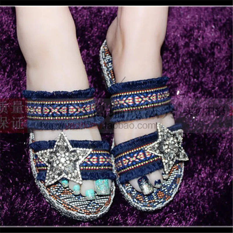 Bling Звезды Обувь Девушки Тапочки Женщин Платформы Летние Женские Туфли Плоские
