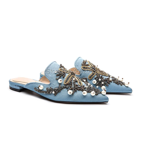 KALMALL/Дизайнерские роскошные женские мюли Zapatos Mujer Обувь с вышивкой и