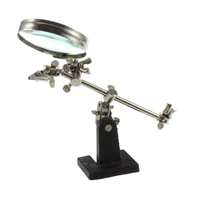 third hand soldering iron stand helping clamp vise clip tool magnifying glass mini microscope