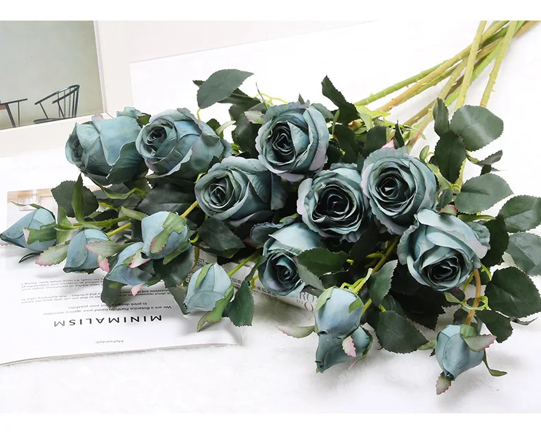 JAROWN Artificial Flowers Silk Rose Continental Retro Fake Flower Home Decoration Wedding DIY Decoration Flores