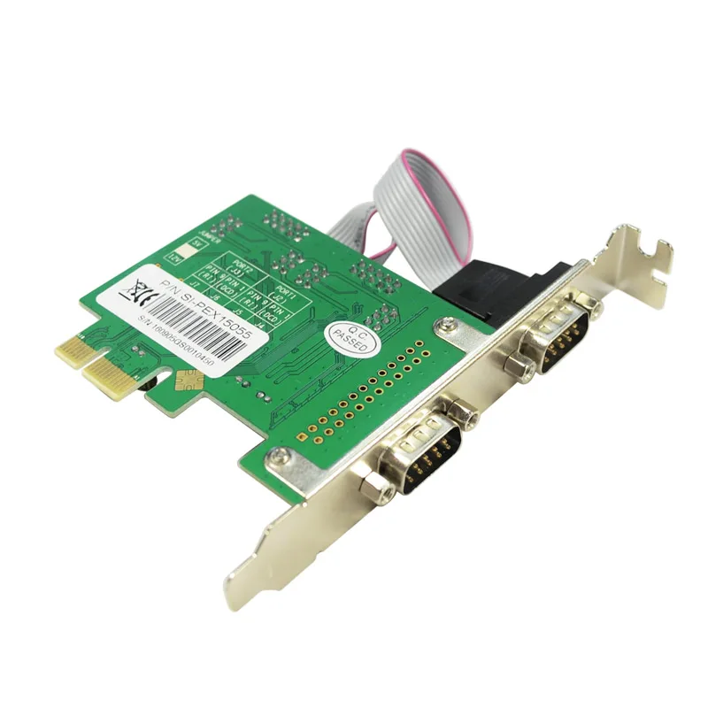 Бесплатная Доставка 2 Порт Последовательный RS232 DB9 Адаптер PCI-Express Контроллер