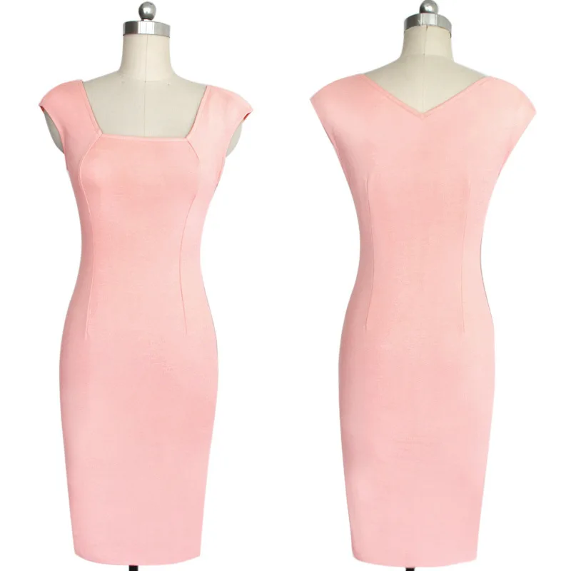 Женское офисное платье Adogirl элегантное карандаш до колена с квадратным