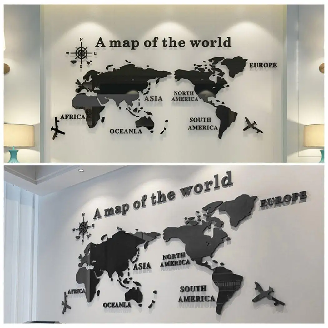 Домашняя креативная спальня офисная карта мира маленький средний черный дом