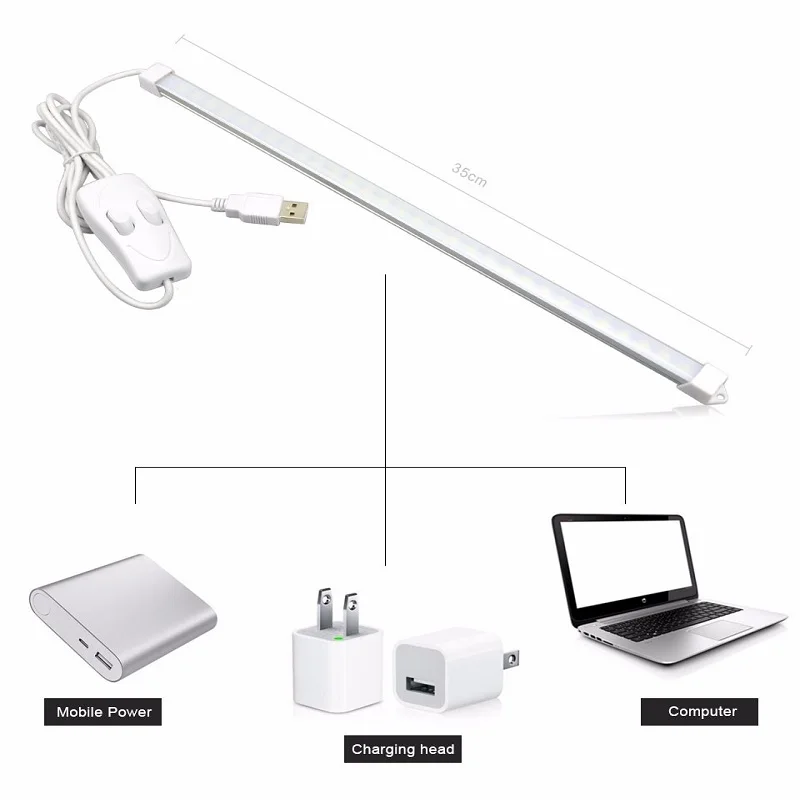 Светодиодная ламповая лампа 35 см 52 USB 5 В 2835 SMD 3014 жесткая полоса лампочка для