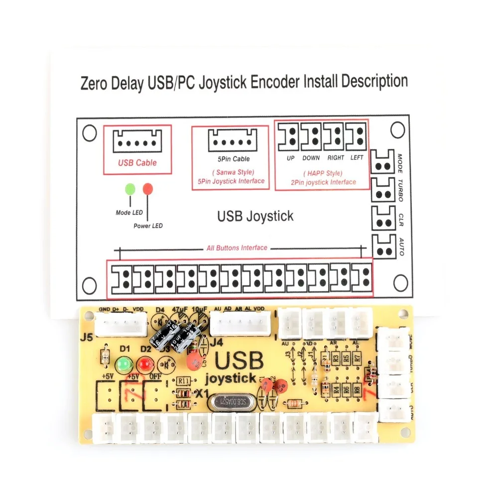 2 игрока аркадная игра DIY набор для джойстика/MAME/Raspberry Pi Zero Delay USB энкодер + кнопка