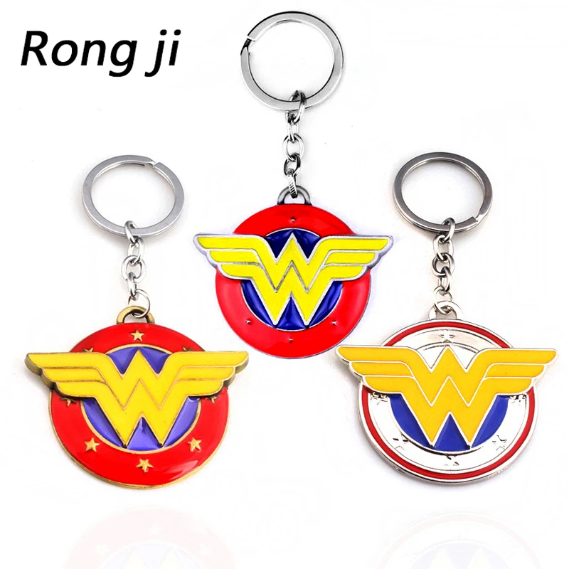 Новая мода фильм чудо женщина W письмо брелок круглый металлический кулон
