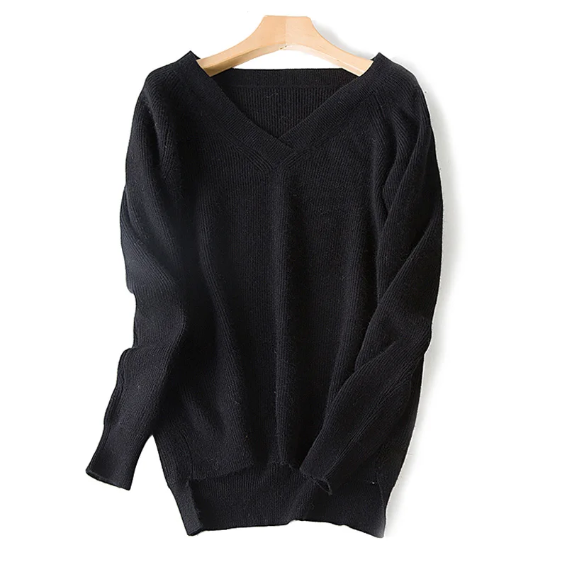 Свитер для женщин 2018 новая мода высокое качество кашемир Reglan рукавом V образным