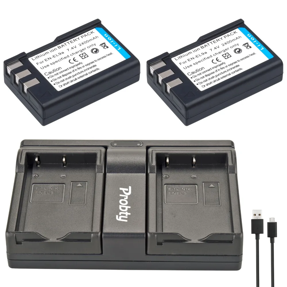 Зарядное устройство PROBTY для камеры Nikon D40 D40X D60 D3000 D5000 2 шт.|en el9|camera battery chargerchargers for