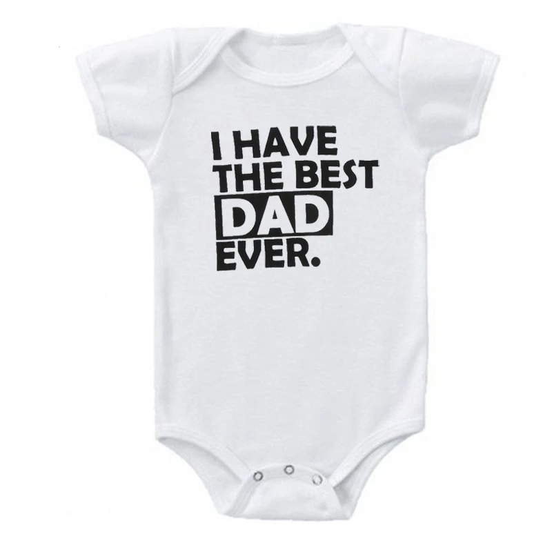 Best Dad-White Shirty/хлопковый комбинезон для новорожденных мальчиков и девочек с короткими рукавами и надписью «I Love My Twin Sister»/«Brother», одежда для малышей - Цвет: Best Dad-White