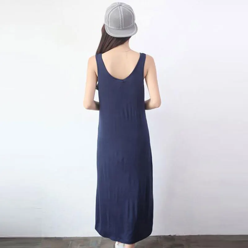Новое поступление 2017 модное женское платье-майка из модала свободное хлопковое