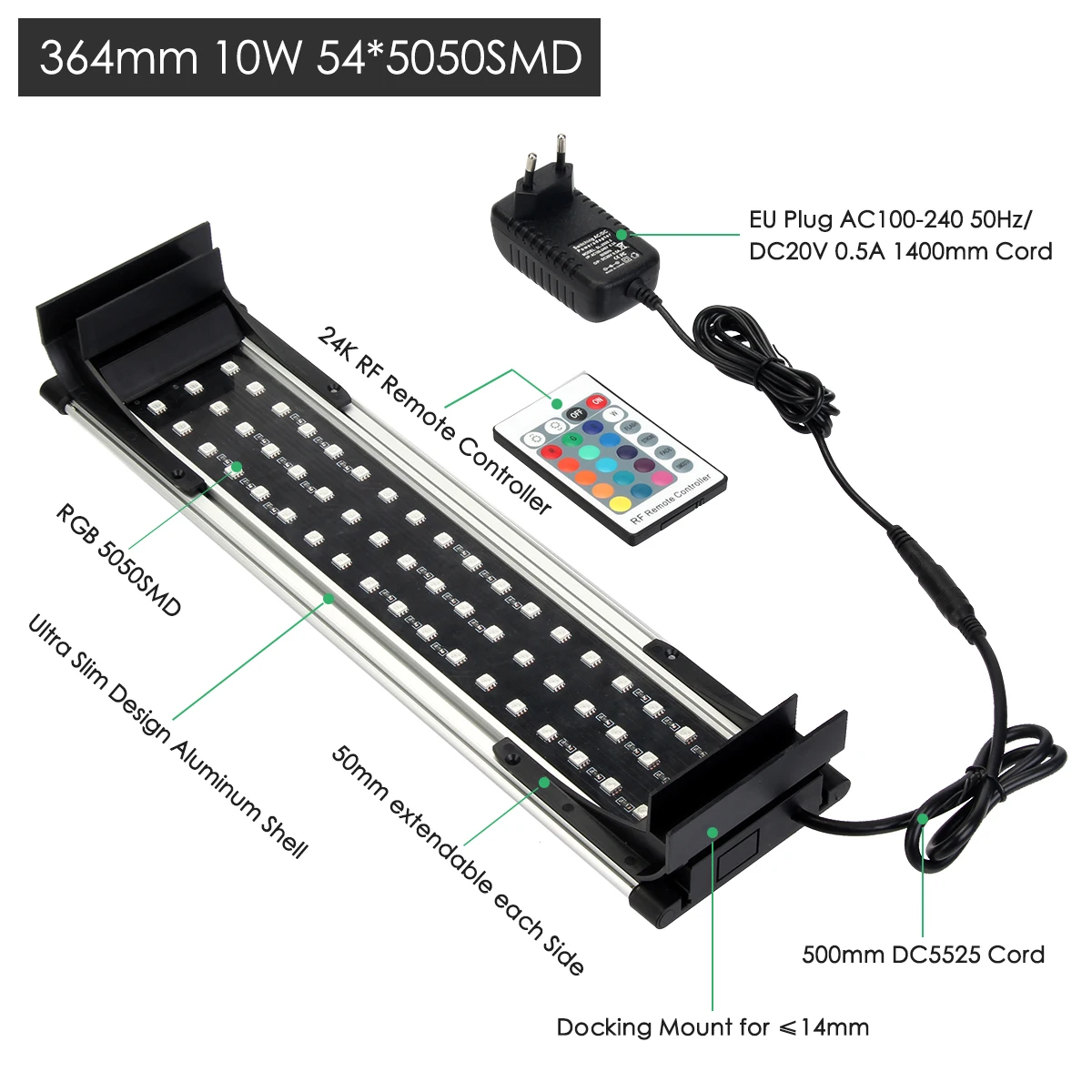 ЕС штекер 8 Вт 10 13 15 аквариум светодиодный светильник RGB водонепроницаемый