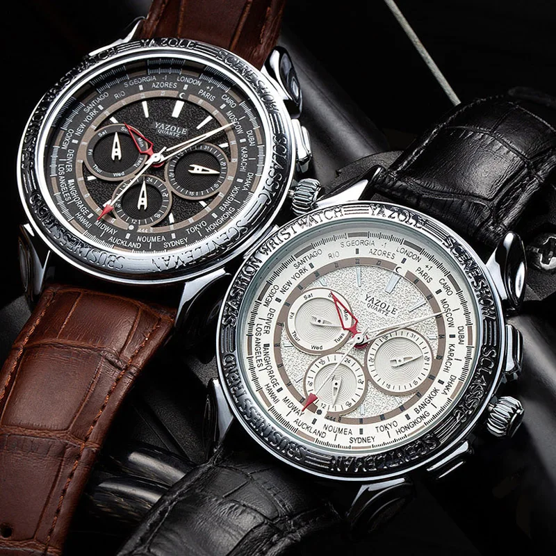 Часы наручные мужские с кожаным ремешком брендовые Роскошные водонепроницаемые