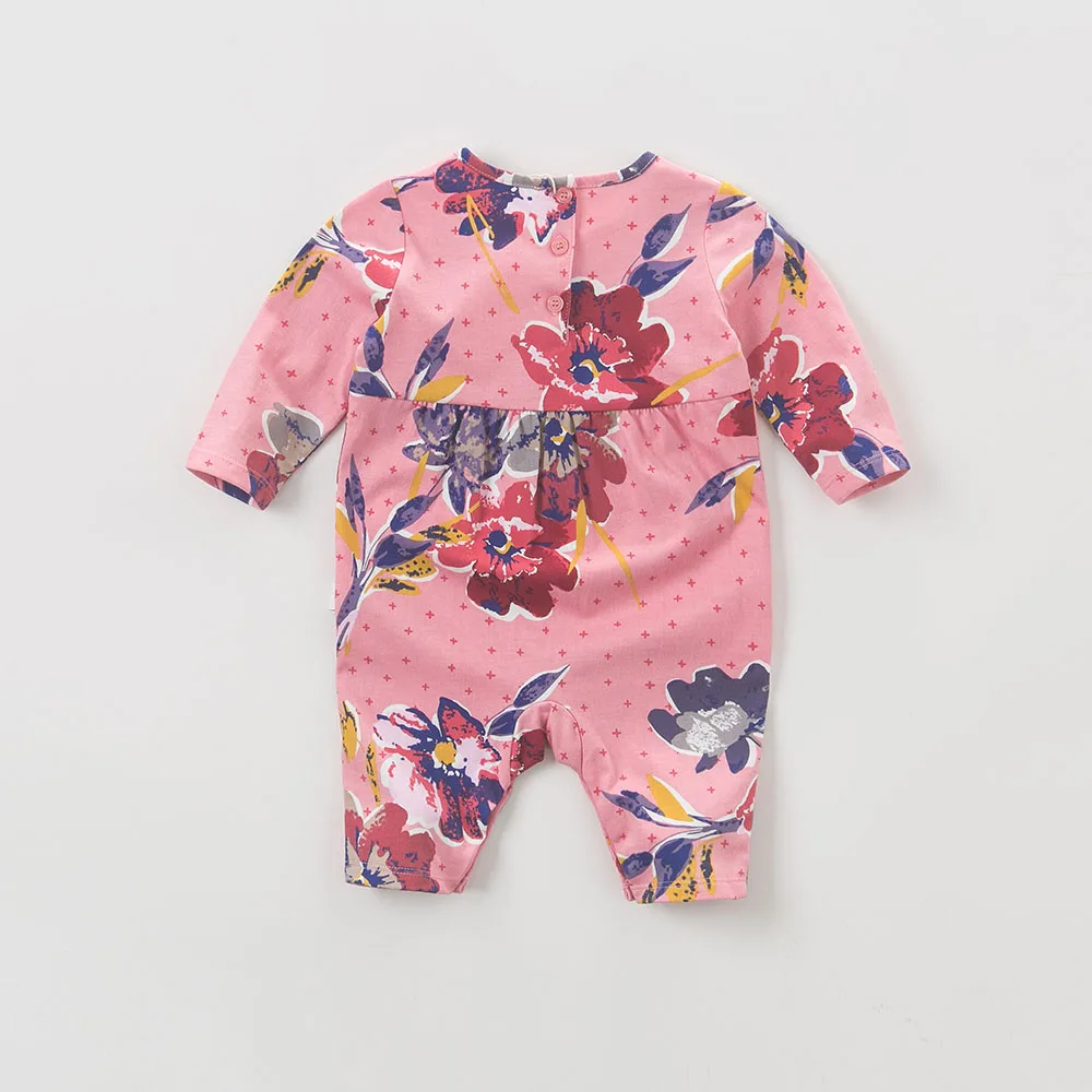 DB5728 dave bella autumn new born baby cotton romper infant clothes girls purple cute floral 1 piece | Детская одежда и обувь