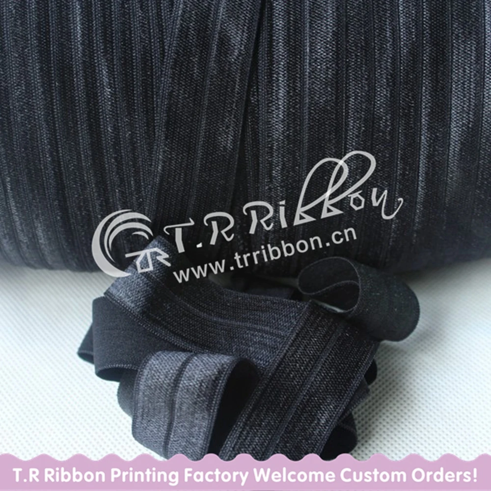 

25mm 1" solid foe #030 black color fold over elastic 50 yards/lot welcome custom printed