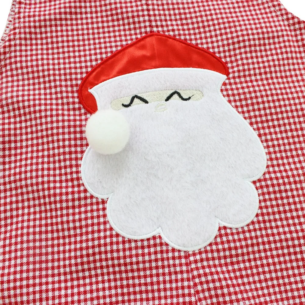 Детский летний комбинезон в клетку с Санта Клаусом|romper clothes|newborn babyplaid romper |