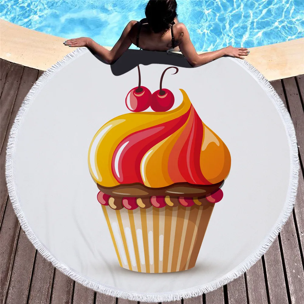 Летняя мода креативное пляжное полотенце 3D вишня мороженое торт банные