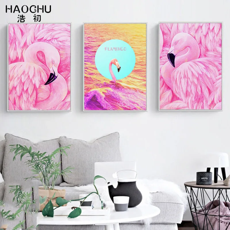 HAOCHU современное животное Луна лебедь спальня настенный декор плакат холст