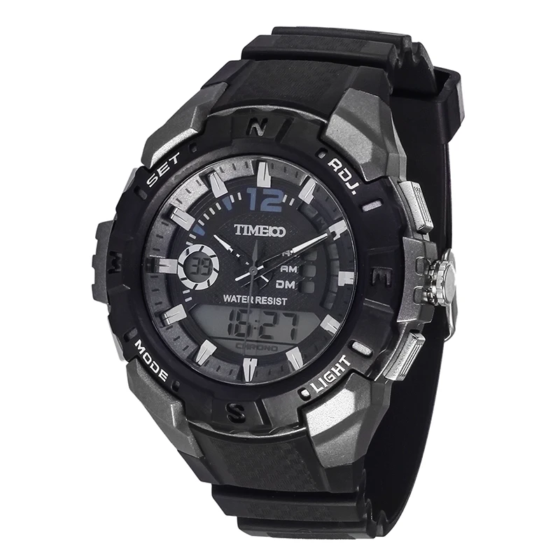 TIME100 мужские часы Многофункциональный Двойной Время Спортивные Часы Черный