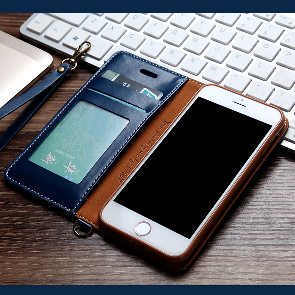Джинсовый кожаный флип чехол для iPhone 6S 7 8 Plus X XS MAX XR магнит слот карт кошелек