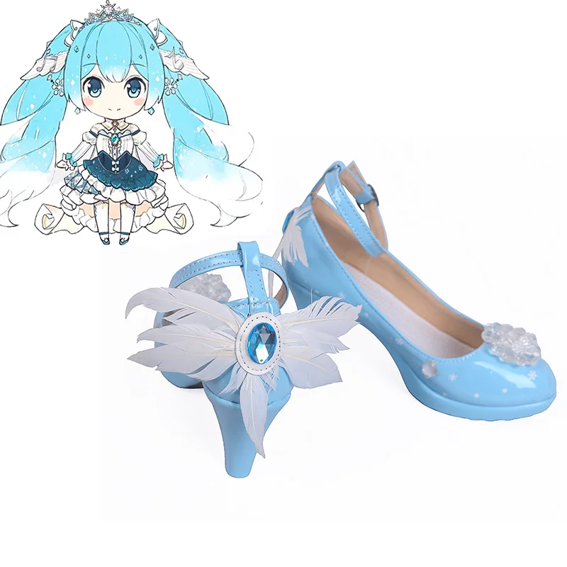Vocaloid + Snow 2019 Хацунэ Мику принцесса маскарадный костюм обувь каваи синие туфли