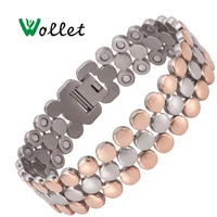 wollet jewelry titanium magnetic bracelet for men women magnet rose gold color water cube honeycomb cell korean japanese design
