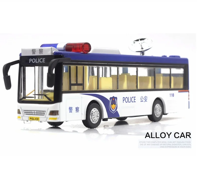 Игрушечный полицейский автобус отлитый под давлением и пластмассовый 19 см # 6011D с