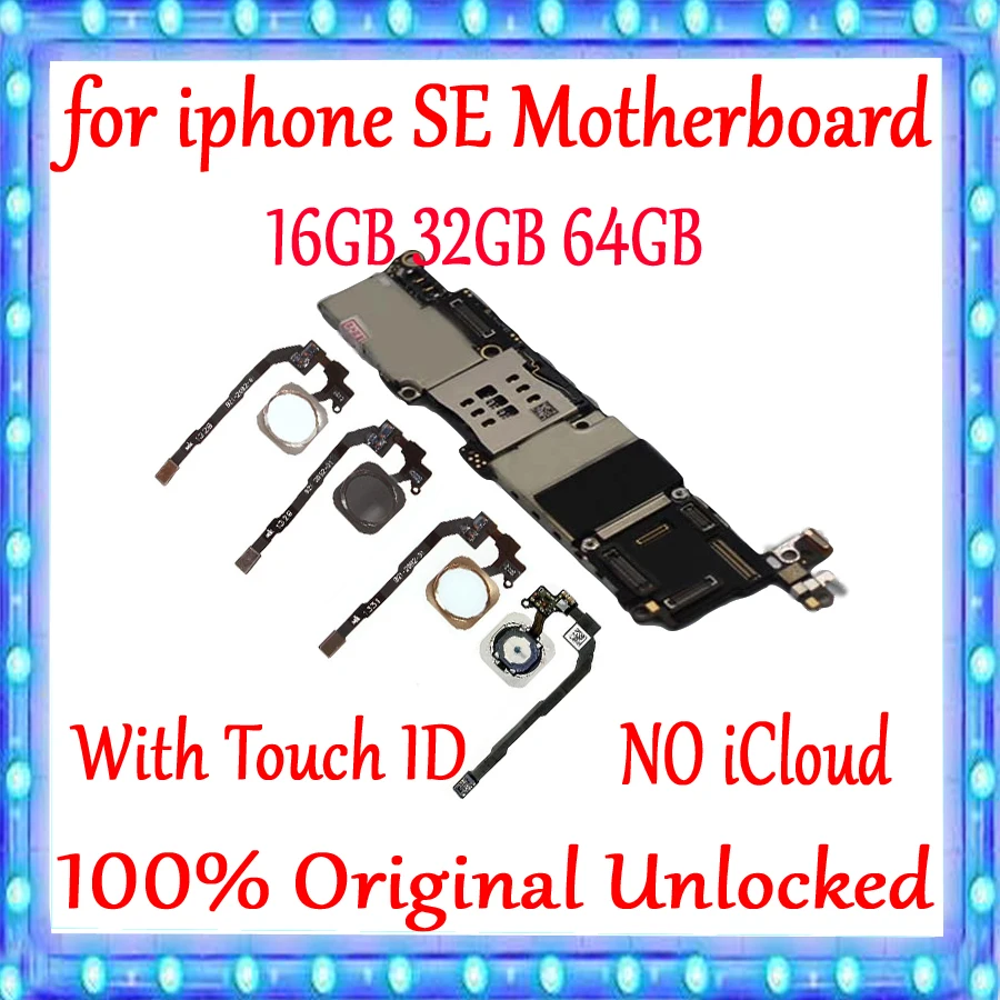 Бесплатный iCloud для iphone 5SE SE материнская плата разблокированная с/без Touch ID 100%