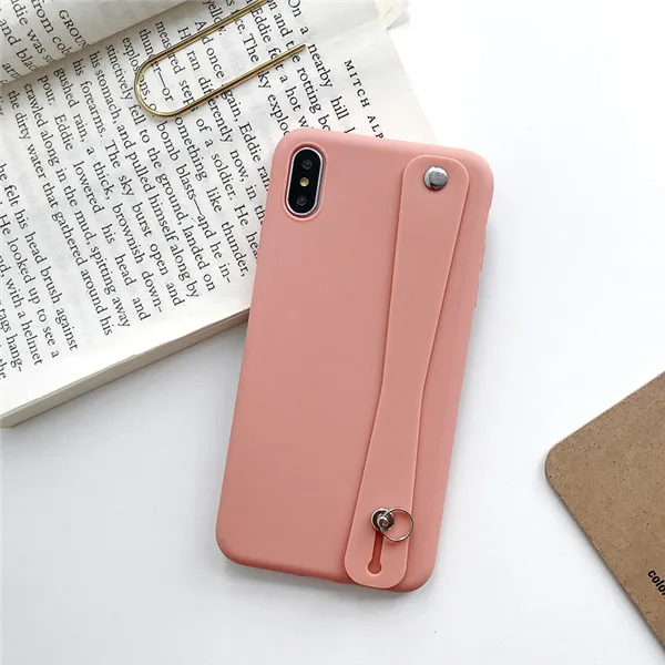 C Силиконовый чехол для телефона с ремешком на запястье для iphone XR X XS Max 6 6S 7 8 Plus, мягкий ТПУ простой ремешок на руку, простой чехол с подставкой - Цвет: C