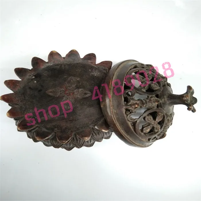 

red copper, hollowed out lotus shape, Incense burner / smoked, incense burner