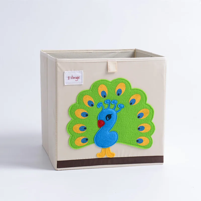 Peacock Seluna мультфильм складной ящик для хранения креативные детские игрушки Одежда разное Органайзер милые животные корзина с крышкой для детей - Цвет: Peacock