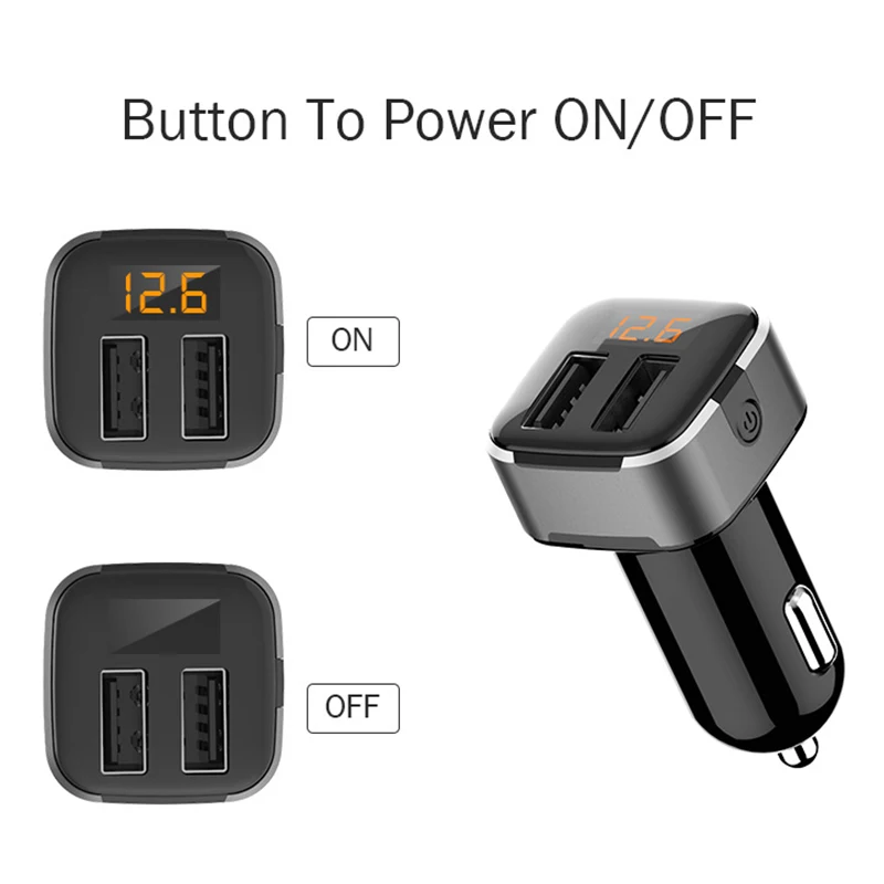 Двойной USB Автомобильное Зарядное устройство Quick Charge цифровой светодиодный Напряжение Дисплей Авто быстрой зарядки автомобильного прикуривателя с независимым переключателем