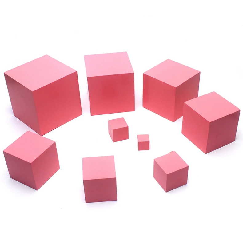 Зубные дом материалы montessori деревянные игрушки розовый башня 1-10 см розовый кубики цельная буковая древесина для маленьких детей младшего дошкольного образования
