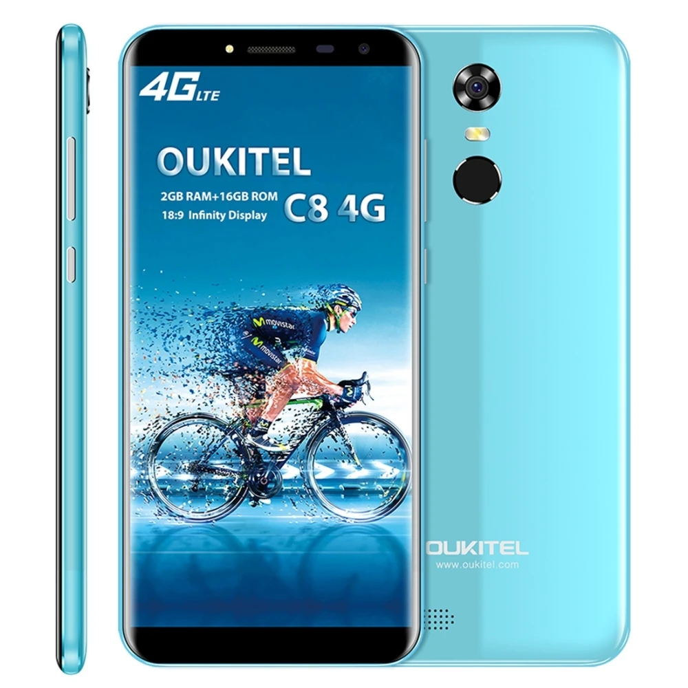 OUKITEL C8 2 ГБ + 16 смартфон отпечатков пальцев ID 5 дюймов Android 7 0 MTK6737 4 ядра LTE г Dual SIM ОТА