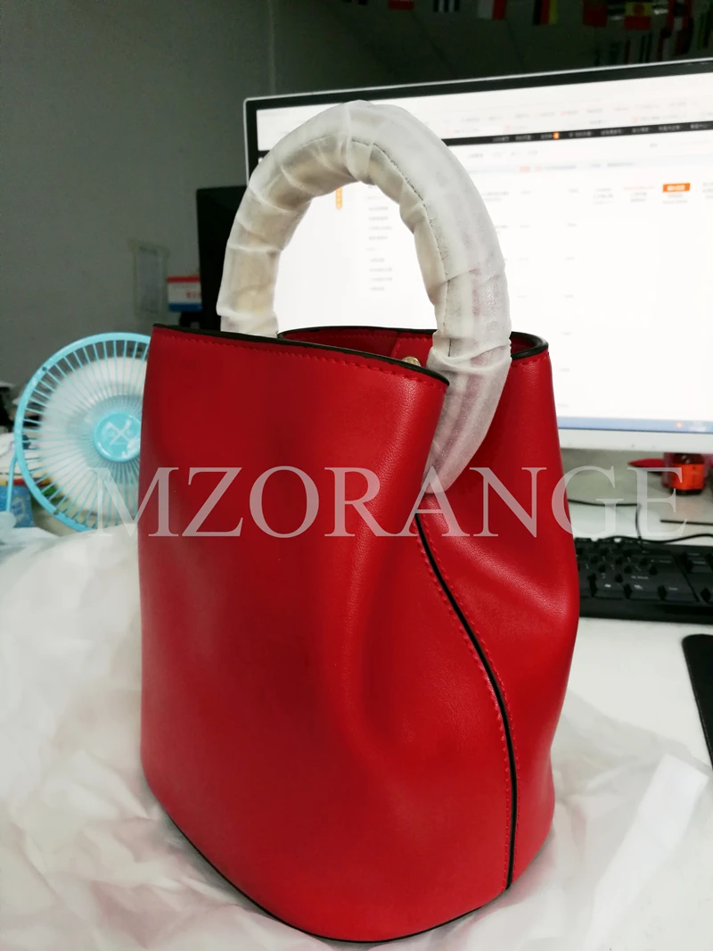 MZORANGE бренд пояса из натуральной кожи для женщин сумки простой ведро дизайн Tote для дамы металлическое кольцо Винтаж плеча через плечо