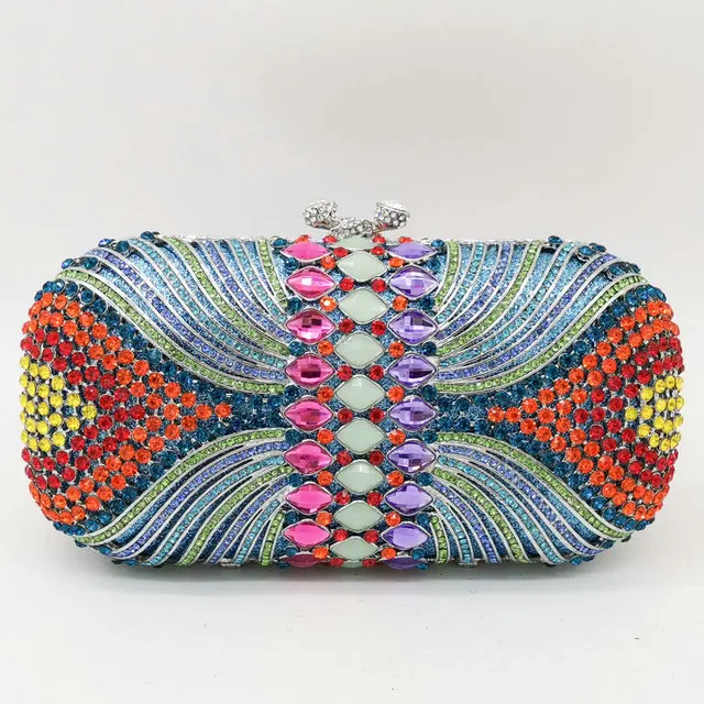 Blue Crystal Bag Бутик De FGG розовые бриллиантовые женские вечерние сумки свадебные хрустальные клатчи дамские сумочки и кошельки Свадебный банкетный вечерний клатч в стиле minaudiere - Color: Blue Crystal Bag