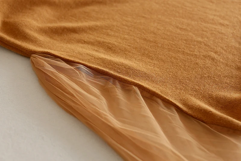 Зимы женщин Твердые Рукавов О-Образным Вырезом Вязание Танк Сетки Mini Dress | Женская