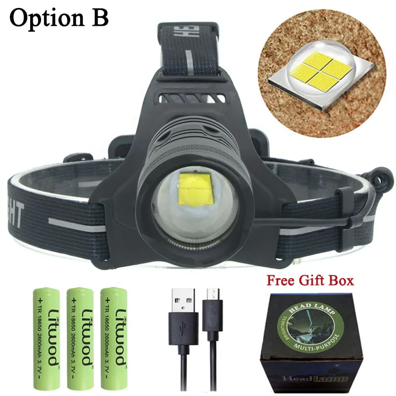 OPtion B Litwod Z4022808 50000lm Xlamp xhp70.2 светодиодный налобный фонарь мощный xhp50 светодиодный головной фонарь 18650 фонарик - Испускаемый цвет: OPtion B