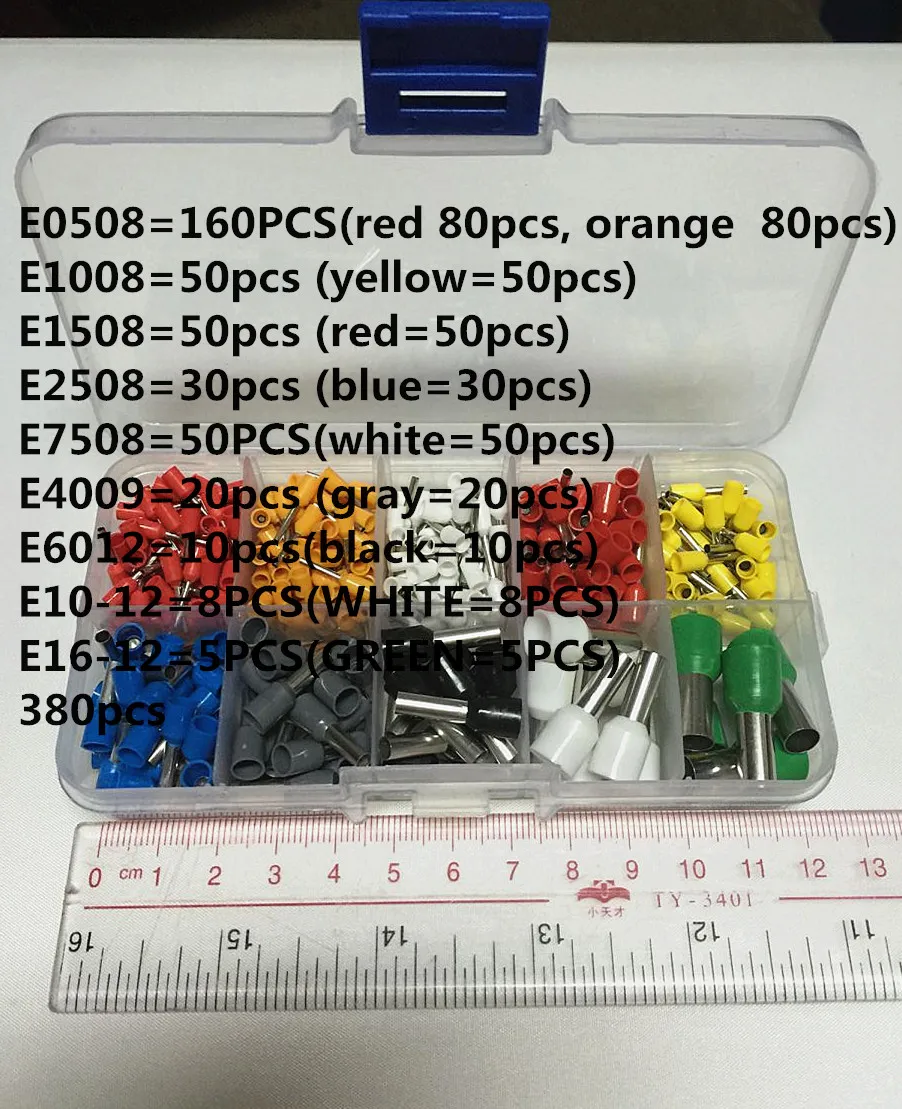 380 шт. медный наконечник шнура комплекты разъемов Изолированный Шнур концевой