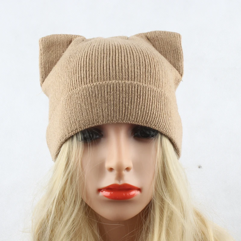Женская Вязаная Шапка бини с кошачьими ушками|cat ear beanie hat|fashion knit hatknitted hat |