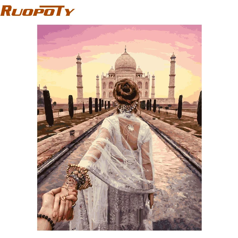 RUOPOTY DIY картина по номерам ручной работы романтическая современная домашняя