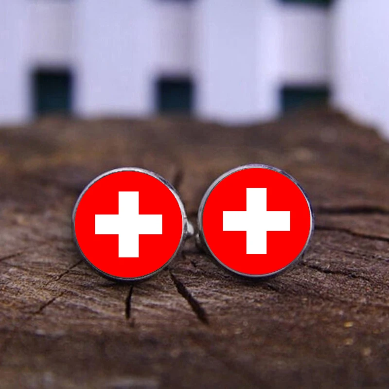 Высокое качество мужские ювелирные изделия Запонки флаг швейцарские запонки